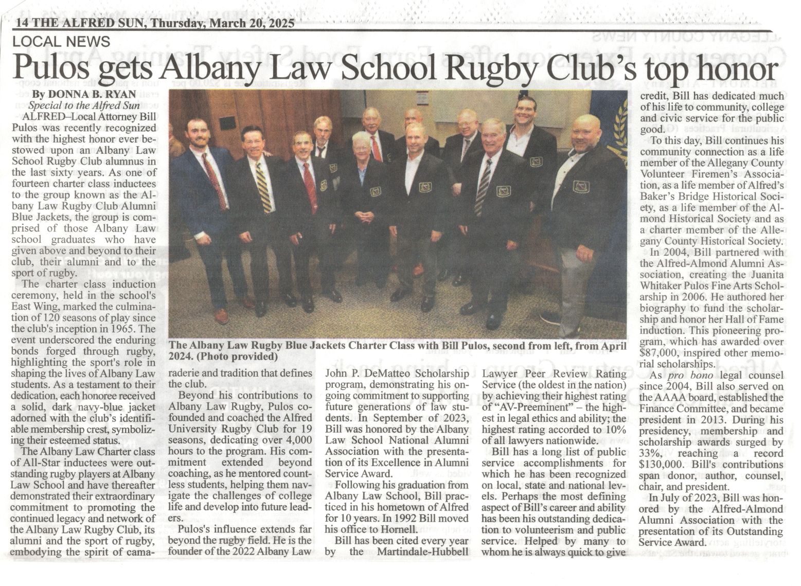 Albany Law School Rugby article by Alfred Sun March 20, 2025